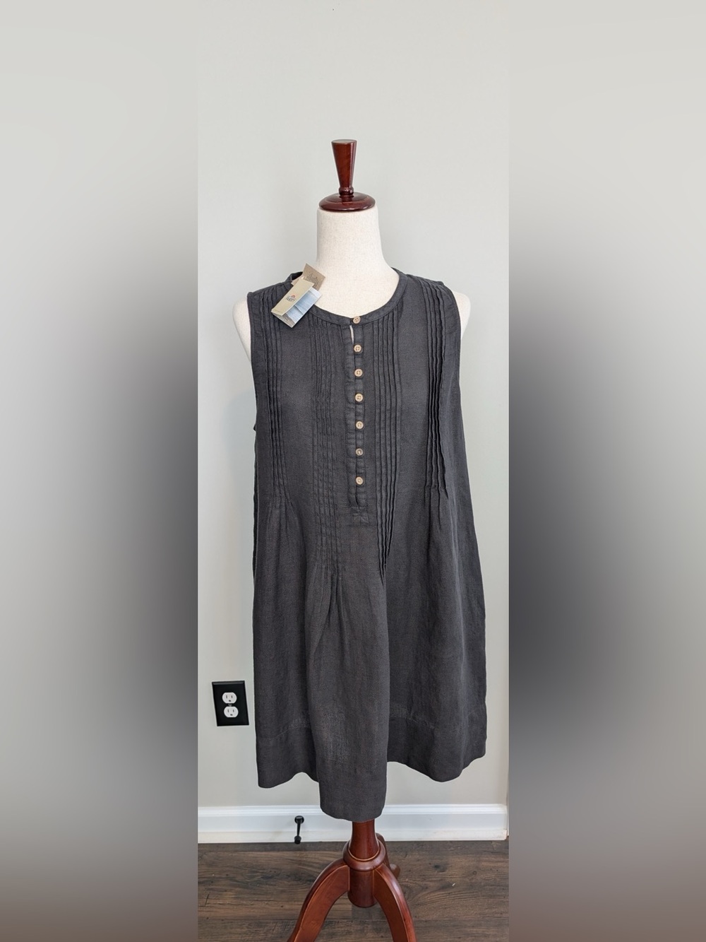 Faherty Women’s Isha Linen Dress Washed Black NWT Size Medium